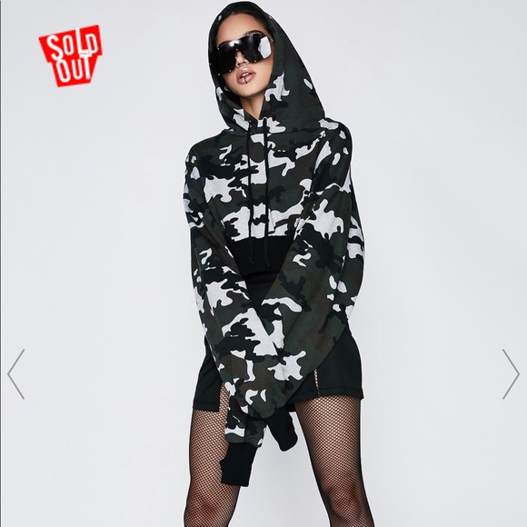 Dolls Kill Sweaters - ✨Poster Girl Ur Bad Cropped Hoodie✨